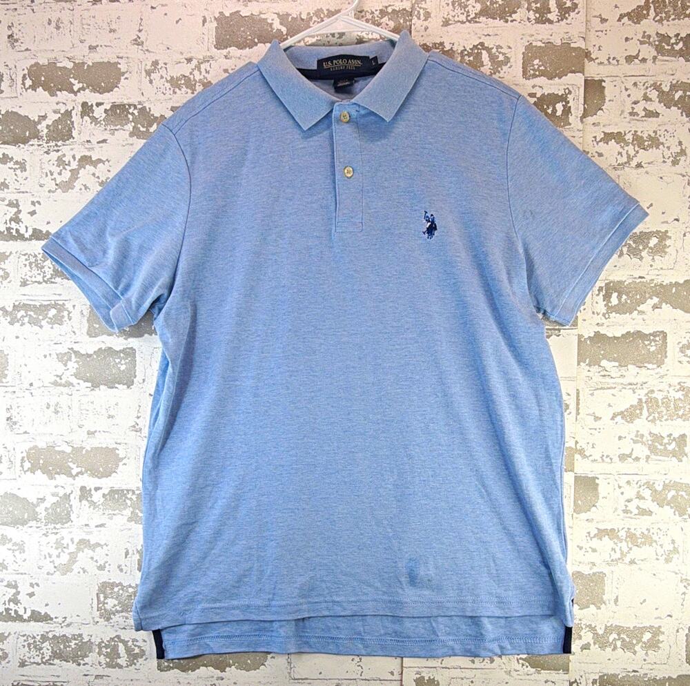 U.S. Polo Assn. Luxury Feel Polo Shirt Men's L Light Blue Short Sleeve Logo